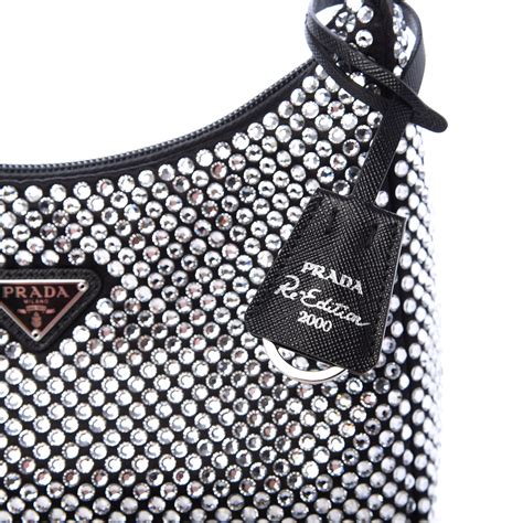 prada black sparkly bag|bedazzled Prada bag.